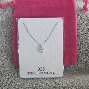 Sterling Silver Aquamarine Pendant Necklace - 925 Silver